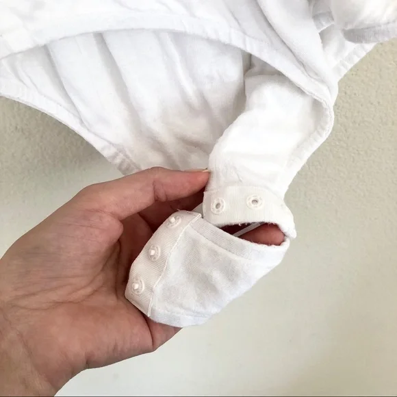 LOVERS + FRIENDS Surplice Wrap Long Sleeve Bodysuit in White - Picture 6 of 8